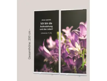 Bestatterbedarf: Roll-Up Display f. Bestattung, Ballonblumen
