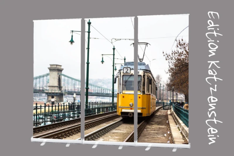 Bestattungsbedarf: Roll-Up Display Set "Straßenbahn in Budapest"
