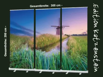 Bestattungszubehör: Roll-Up Display 3er-Set "Windmühle am Abend"