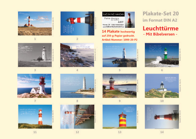 Poster A2 - 14-Stück-Set - Leuchttürme