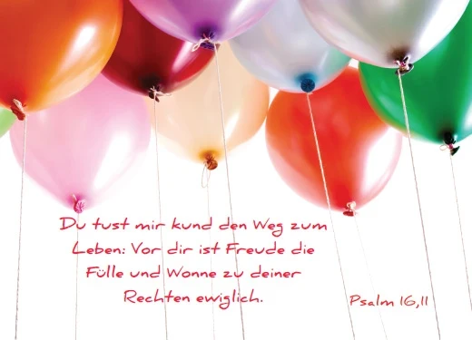 Christliche Postkarte: Bunte Luftballons