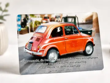 Christliche Postkarte: Oldtimer Fiat 500