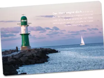 Christliche Postkarte: Westmolenfeuer Warnemünde
