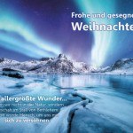 Weihnachtskarte: Polarlichter über den Lofoten, Norwegen