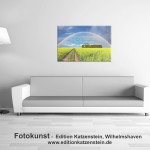 Christlicher Leinwanddruck: Regenbogen über Rapsfeld - Landschaftsmotiv