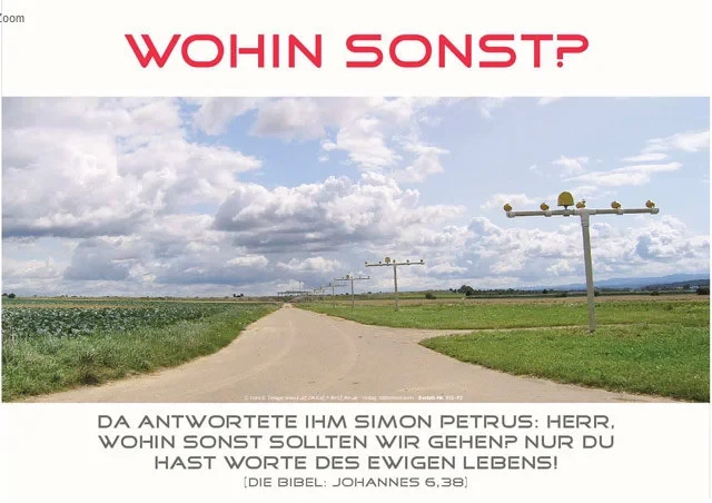 Christliches A2 Poster: Feldweg und Flughafenbefeuerung