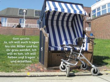 Christliches Poster A1: Gehwagen vor Strandkorb
