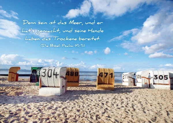Christliches Poster A1: Standkörbe am Strand von Schillig/Nordsee – Psalm 95,5