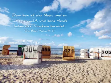 Christliches Poster A1: Standkörbe am Strand von Schillig/Nordsee – Psalm 95,5