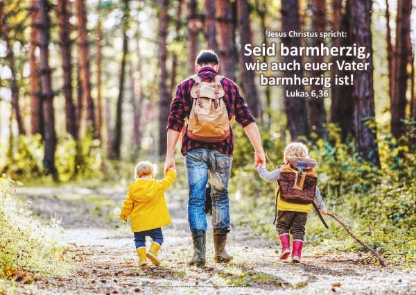 Christliches Poster A2 - Vater auf Wanderung m.s. Kindern