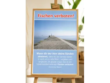 Christliches Poster A2 Hochformat: Blick aufs Meer über Mole