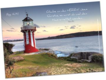 Poster A2: Rot-weißer Leuchtturm