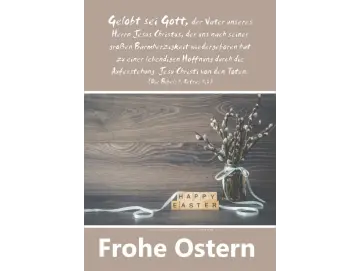 Christliches Osterposter A2 mit Weidenkätzchen und Bibelvers 1. Petrus 1,3