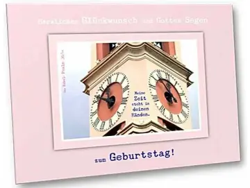 Faltkarte Geburtstag: Kirchturmuhren