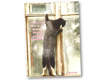 Christliche Faltkarte: Am Fenster stehende Katze