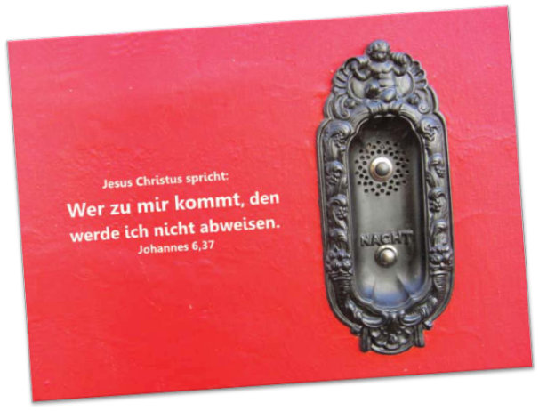 Christliche Faltkarte: Notdienstklingel einer Apotheke