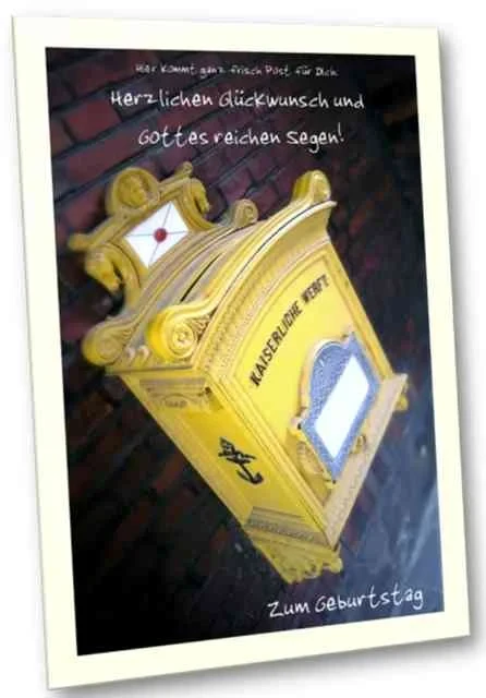 Geburtstagskarte: Antiker Postkasten
