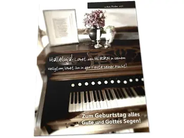 Christliche Geburtstagskarte: Antikes Harmonium