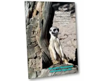 Geburtstagskarte: Erdmännchen angelehnt