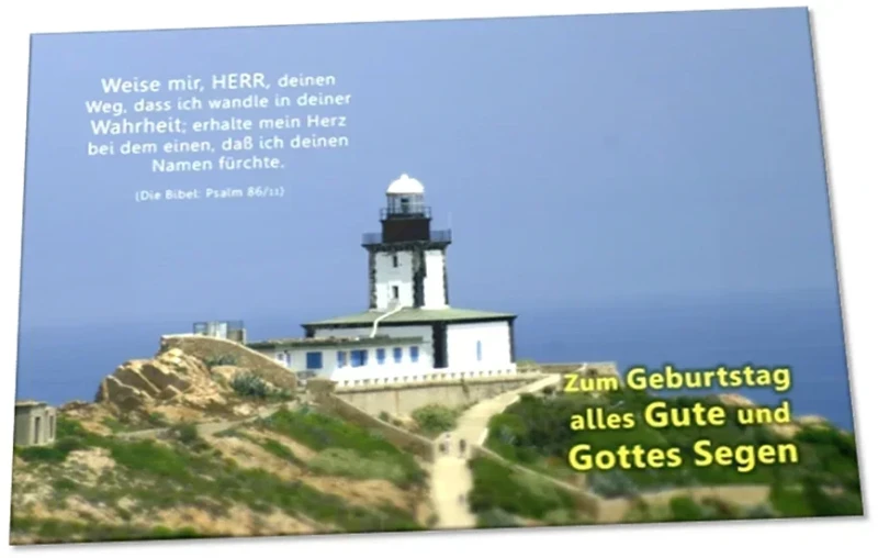 Geburtstagskarte: Leuchtturm auf Korsika