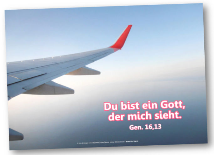 Jahreslosung 2023 Faltkarte: Blick aus Flugzeugfenster