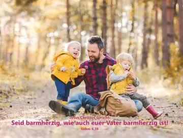 Kühlschrankmagnet: Vater hält Kinder im Arm
