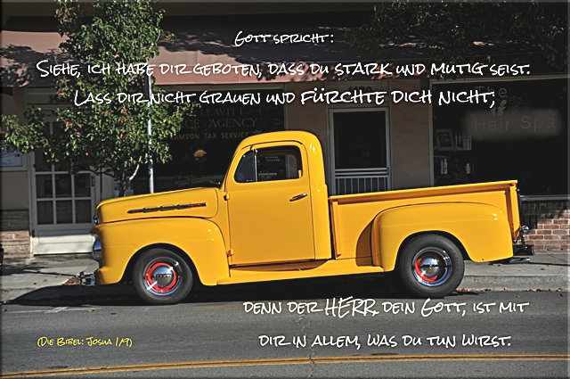 Kühlschrankmagnet - Gelber Pickup-Oldtimer