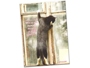Leinwanddruck: Am Fenster stehende Katze