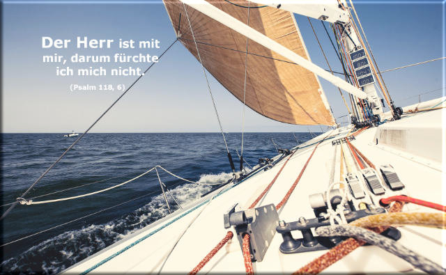 Christlicher Leinwanddruck: Segelyacht in voller Fahrt