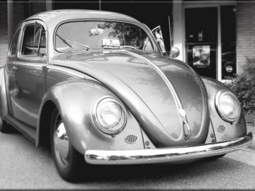 Leinwanddruck: VW Käfer - Volkswagen Ovali - SW - schwarzweiß