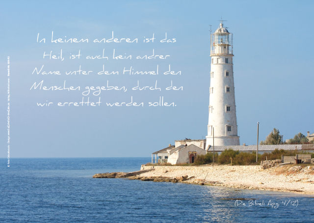Leinwanddruck Weißer Leuchtturm mit Nebengebäuden