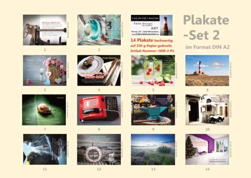 Poster A2 - 14-Stück-Set 2 -Schaukasten-Plakate