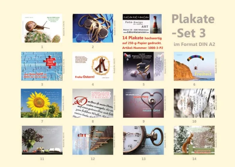 Poster A2 - 14-Stück-Set 3 -Schaukasten-Plakate
