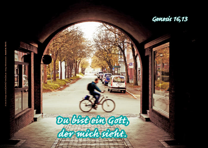 Poster A2 Jahreslosung 2023 -Radfahrer vor Torbogen - Wieder lieferbar!