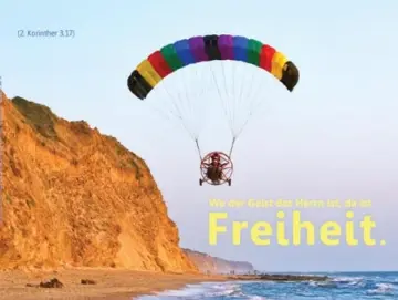 Christliches Poster A2: Motorgleitschirm vor Steilküste