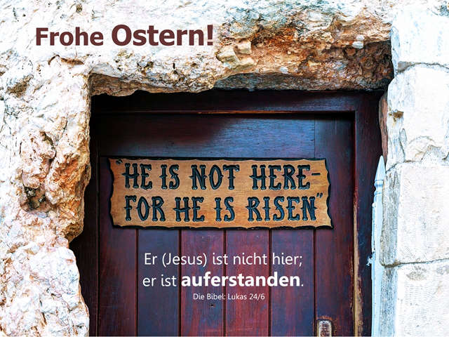 Poster A2 Ostern. Tafel an der Tür zum Gartengrab