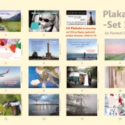 Übersicht der 14 christlichen Poster aus Set 15 im Format DIN A2 mit verschiedenen Motiven – darunter Naturaufnahmen, Bibelverse, Zitate und Szenen aus dem Alltag