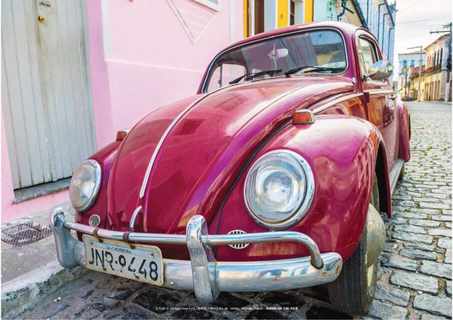 Poster DIN A2 - VW Käfer in Himbeerfarben
