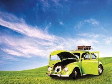 Poster A3 - Grüner VW Käfer