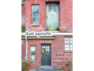 Poster Jahreslosung 2026 - A2 – „Verwitterte und renovierte Haustür“