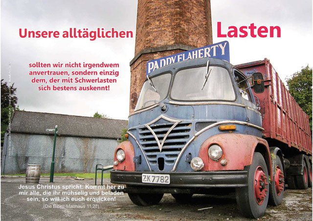 Christliches Poster A2: Oldtimer Lastwagen
