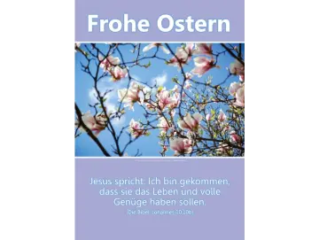 Osterposter A2 Hochformat – Magnolienblüten mit Johannes 10,10b