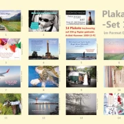 Übersicht der 14 christlichen Poster aus Set 15 im Format DIN A2 mit verschiedenen Motiven – darunter Naturaufnahmen, Bibelverse, Zitate und Szenen aus dem Alltag