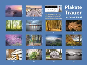 Poster-Set A2: Bestatterbedarf Dekoration -Abschiedesdesign mit Stil