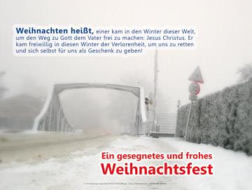 Poster Weihnachten A2: Brücke in Winterstimmung