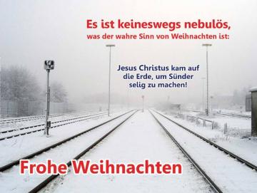 Poster Weihnachten A2: Verschneite Bahnstrecke