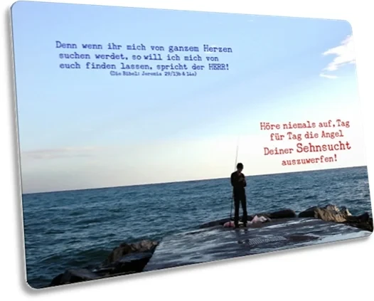Postkarte: Angler am Meeresufer