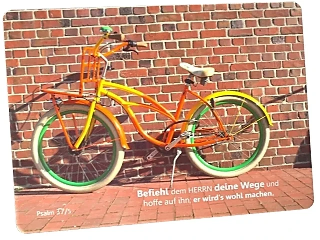 Postkarte: Grellbuntes Fahrrad
