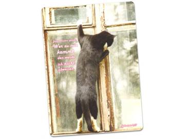 Christliche Postkarte - Am Fenster stehende Katze