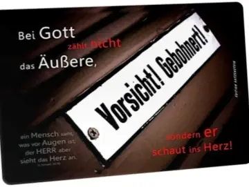 Postkarte: Schild: Vorsicht! Gebohnert!